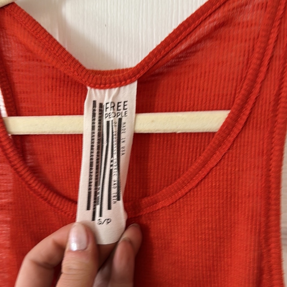 Free People Orange Ribbed Racer Back Tank - Picture 4 of 4